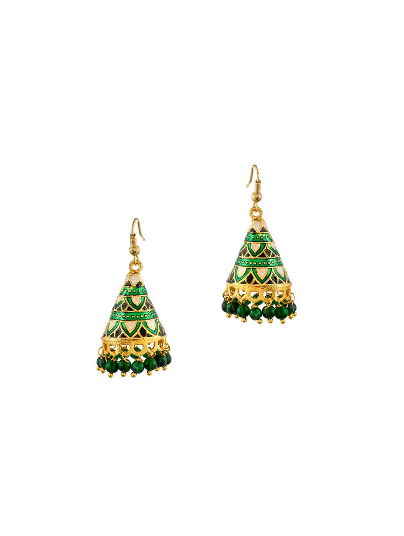 green brass jhumka earring - 17383289 -  Standard Image - 1