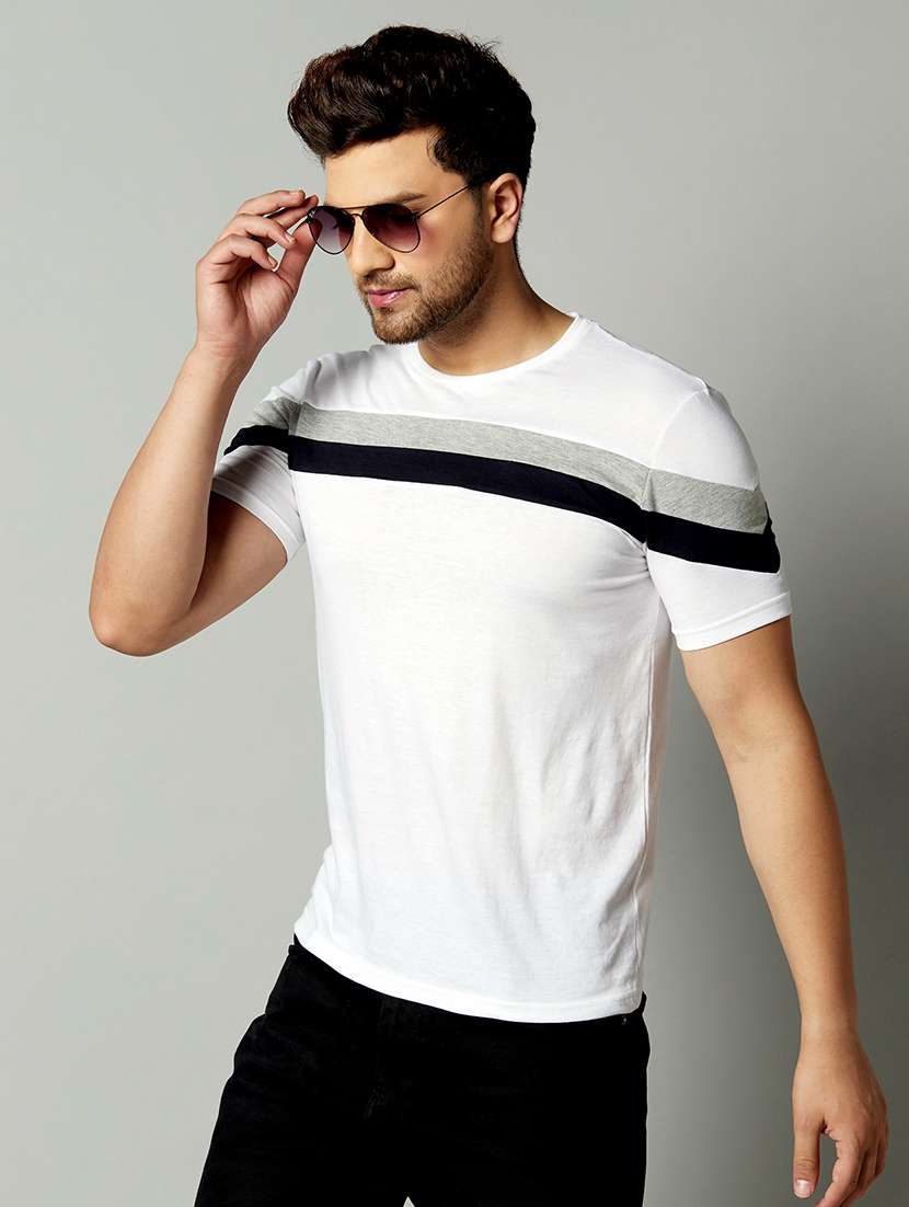 white taped cut & sew t-shirt - 17383312 -  Standard Image - 1