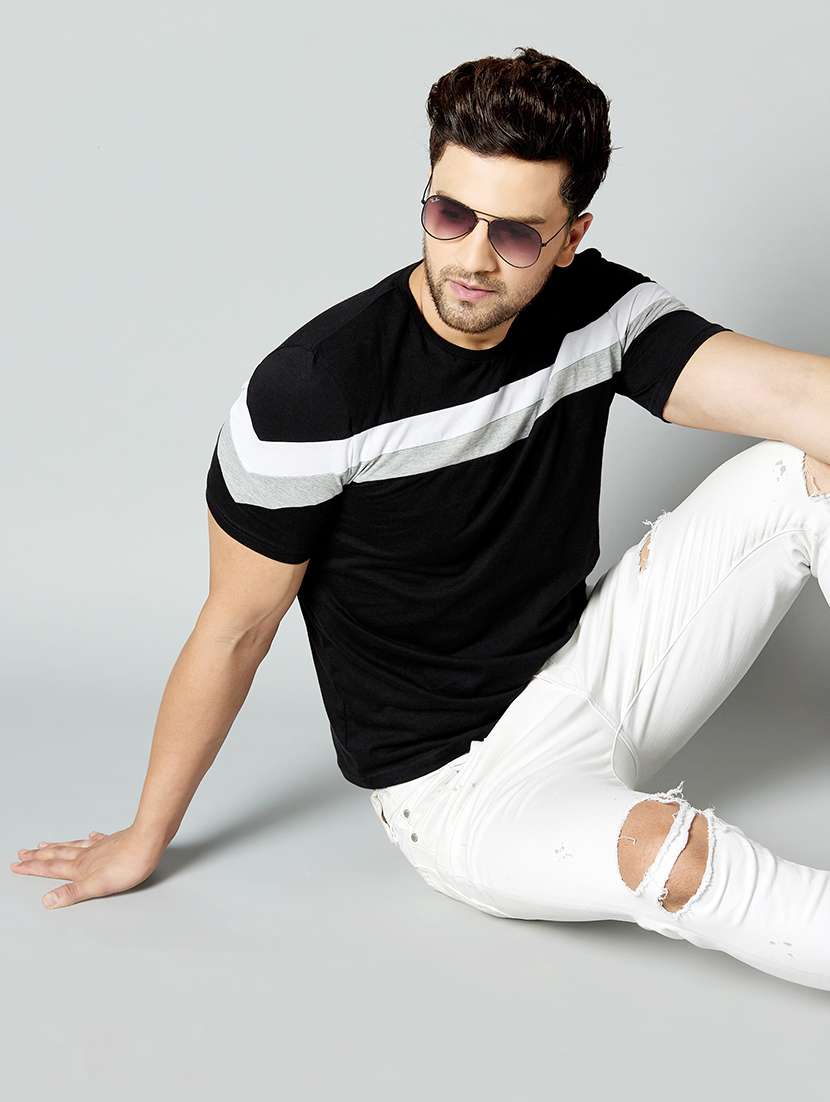 black taped cut & sew t-shirt - 17383315 -  Standard Image - 4