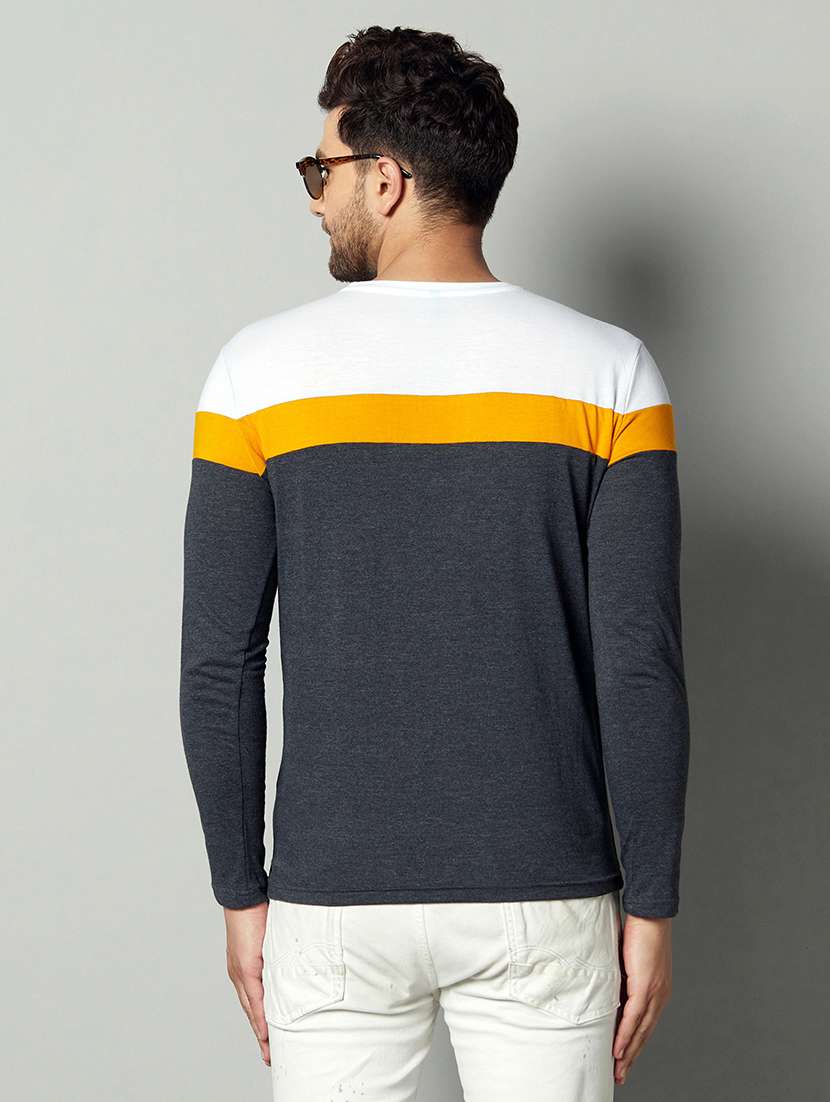 grey color block cut & sew t-shirt - 17383316 -  Standard Image - 1