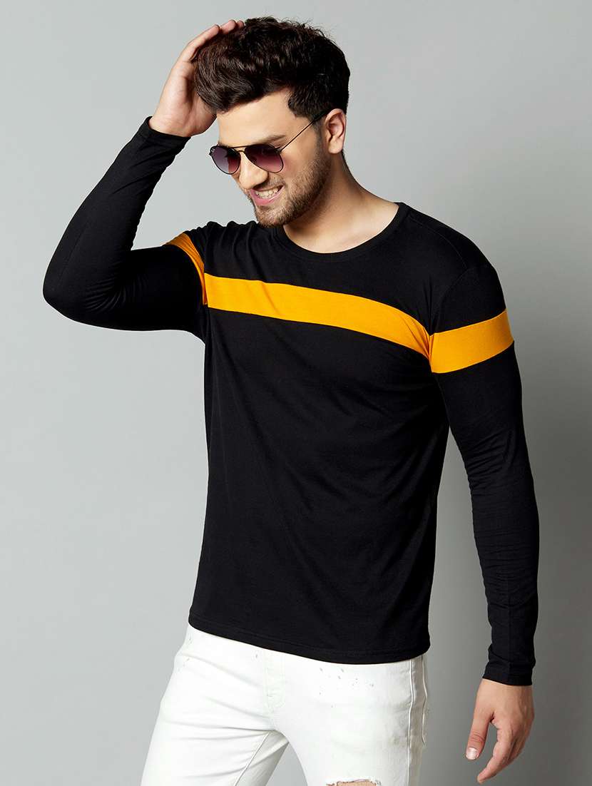 black color block cut & sew t-shirt - 17383318 -  Standard Image - 1