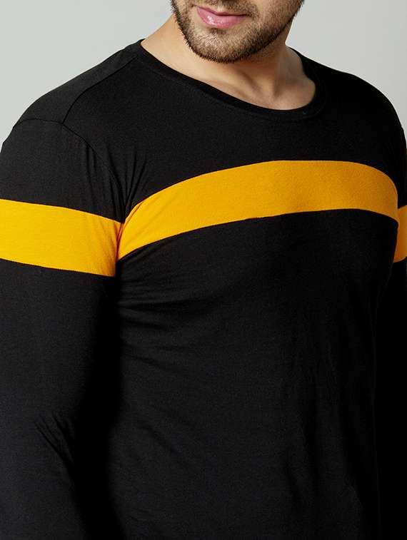 black color block cut & sew t-shirt - 17383318 -  Standard Image - 4