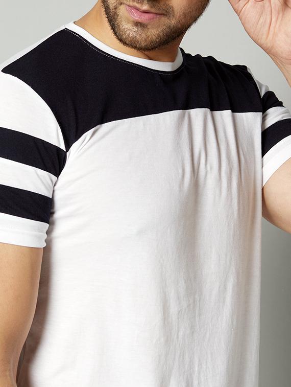 white color block cut & sew t-shirt - 17383328 - Standard Image - 4