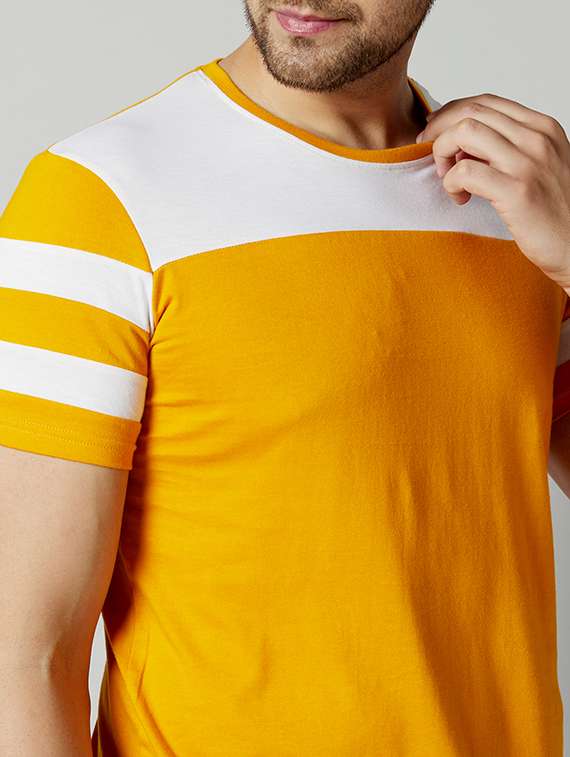 yellow color block cut & sew t-shirt - 17383334 - Standard Image - 4