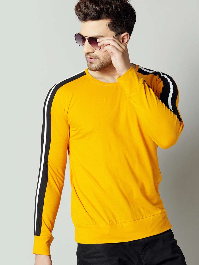 yellow solid taped t-shirt - 17383341 -  Standard Image - 1