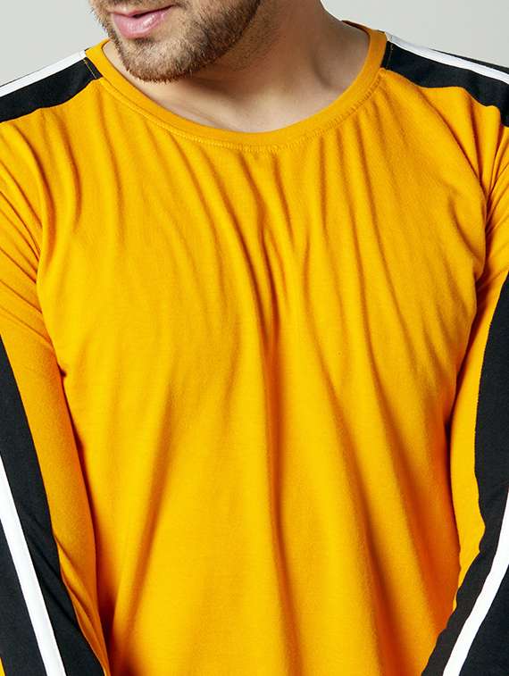 yellow solid taped t-shirt - 17383341 -  Standard Image - 4