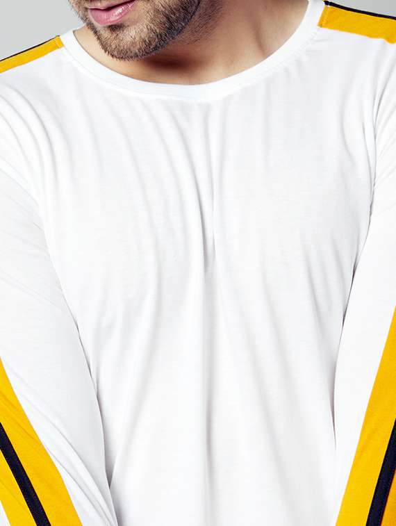 white solid taped t-shirt - 17383343 -  Standard Image - 4