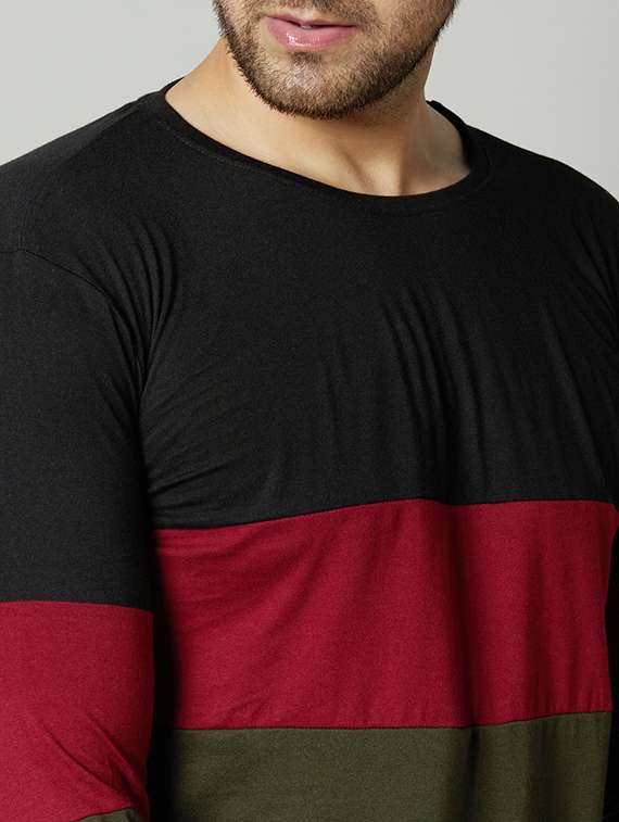 black color block cut & sew t-shirt - 17383356 -  Standard Image - 4
