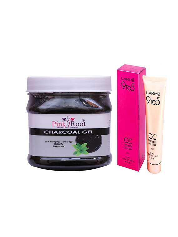 pink root charcoal gel with lakme 9to5 cc cream