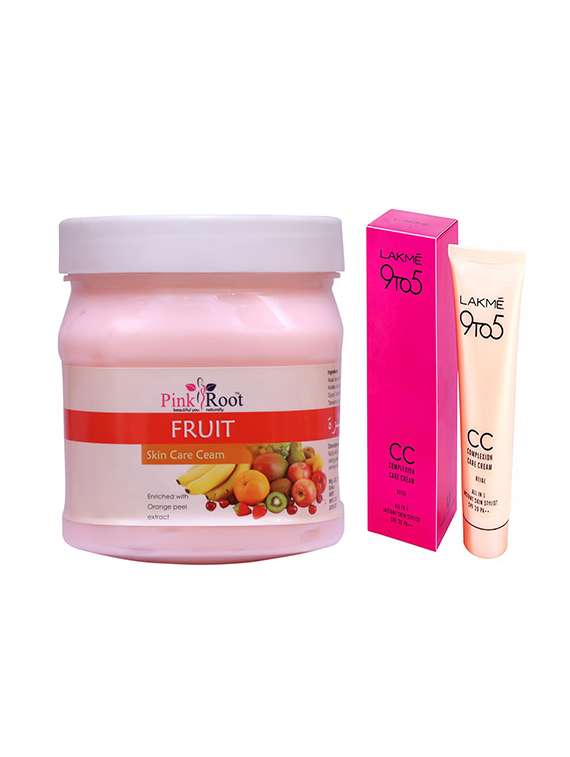 pink root fruit cream with lakme 9to5 cc cream