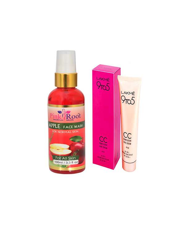 pink root apple face wash with lakme 9to5 cc cream