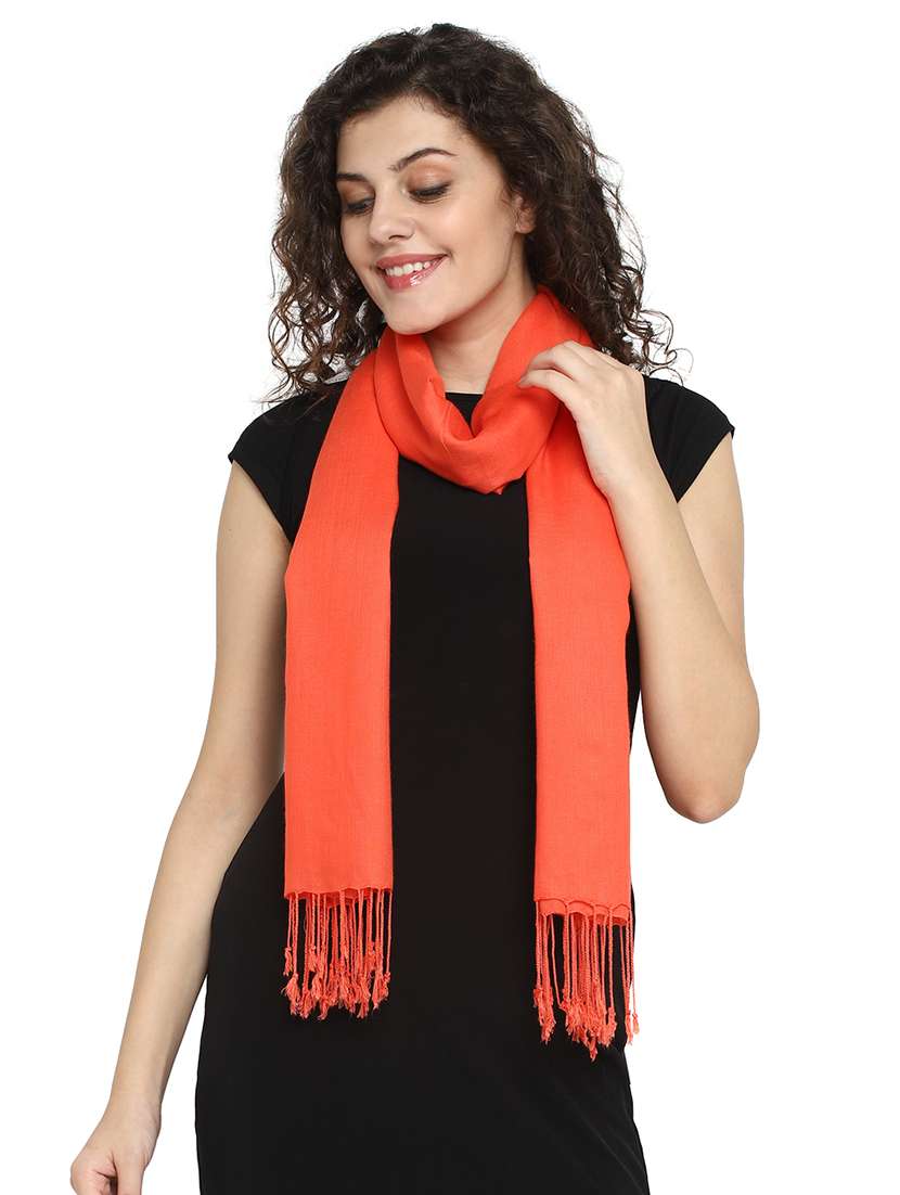 orange viscose stole - 17388515 - Standard Image - 1