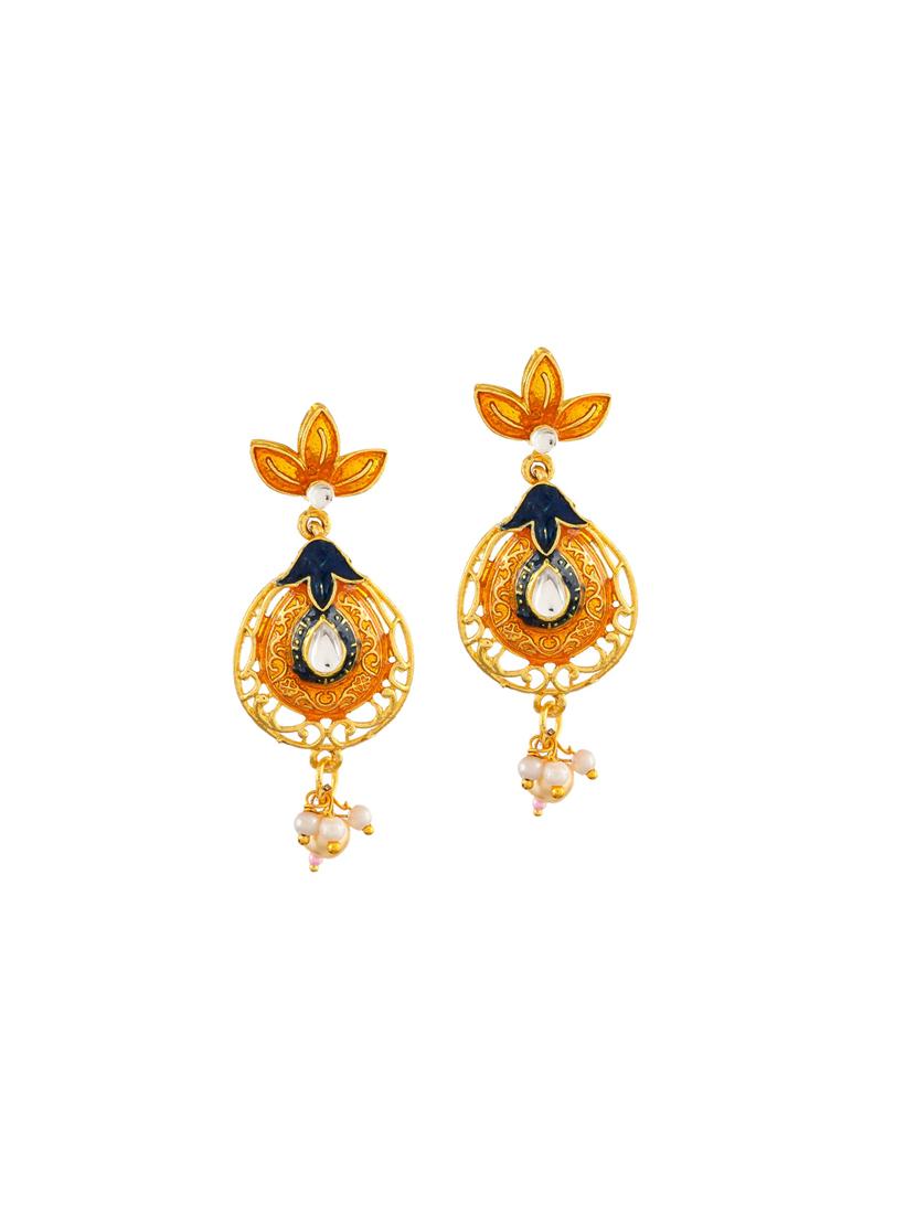 gold brass chandballi earring - 17388551 - Standard Image - 1