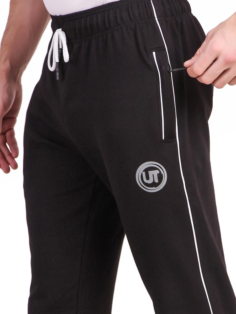 black printed full length track pant - 17392126 - Standard Image - 4