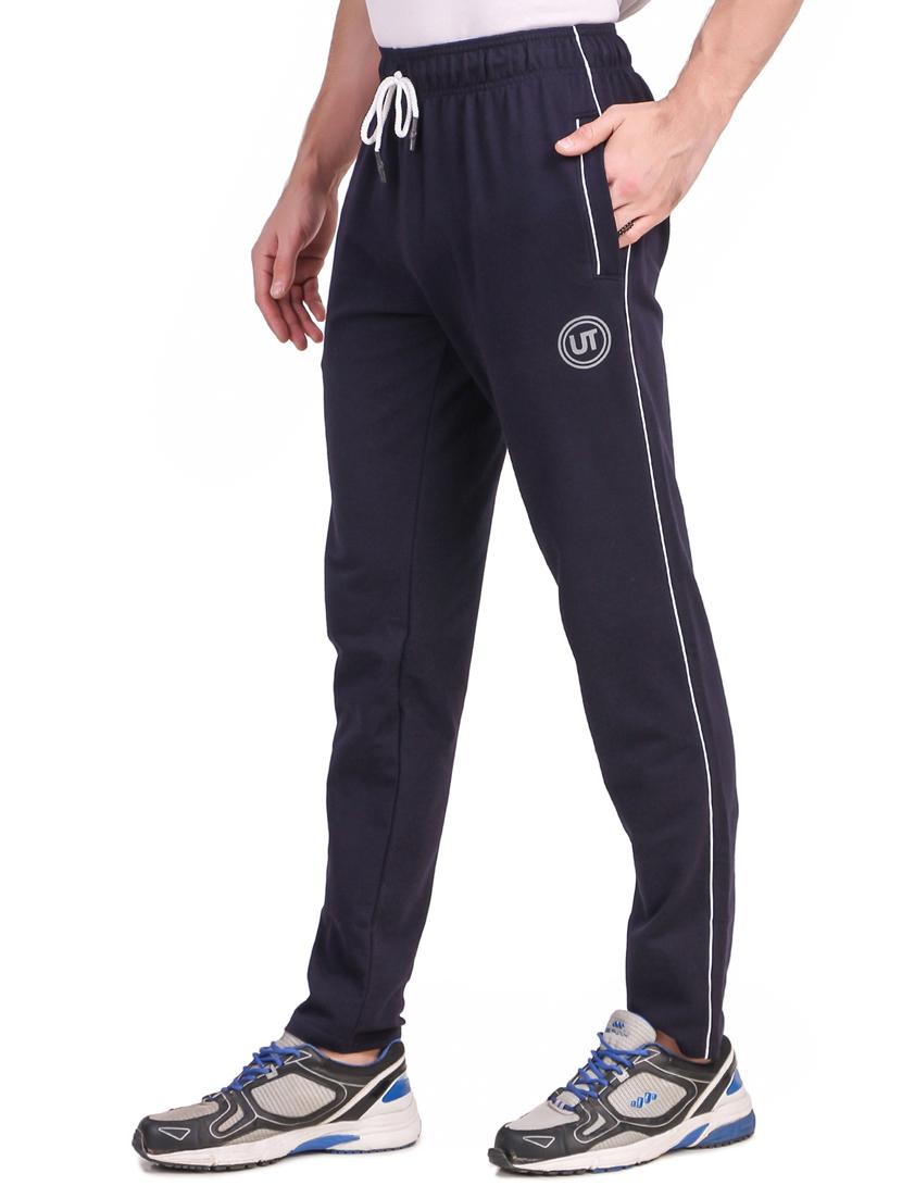 navy blue printed full length track pant - 17392128 -  Standard Image - 1