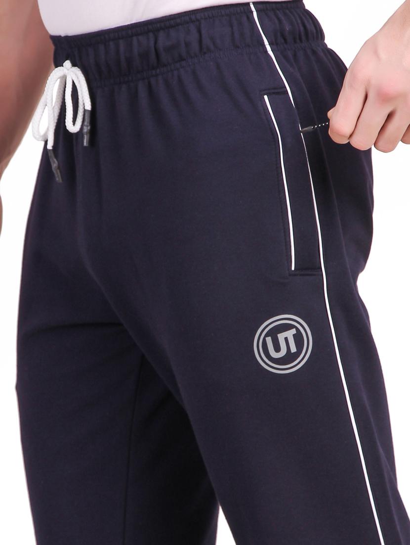navy blue printed full length track pant - 17392128 - Standard Image - 4