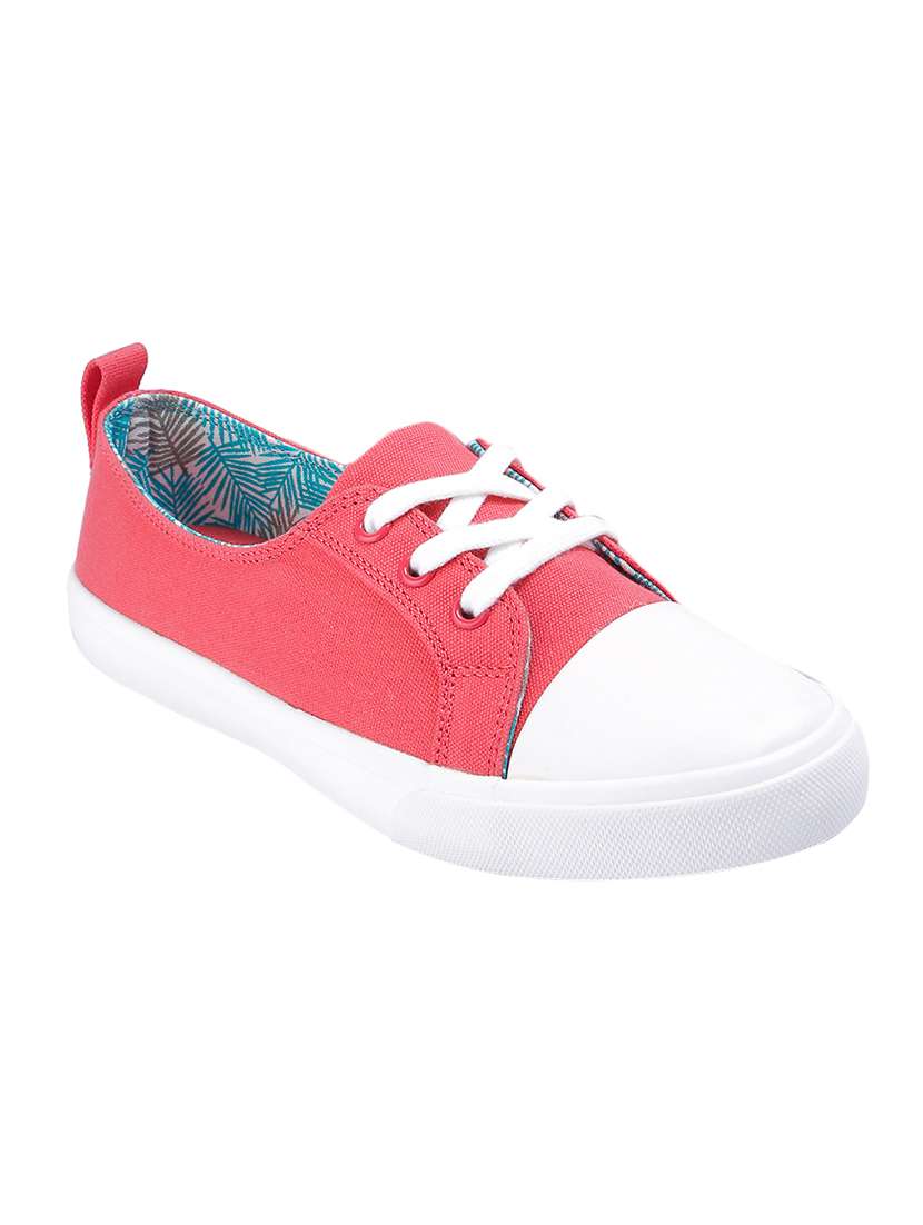 pink canvas laceup casual shoes