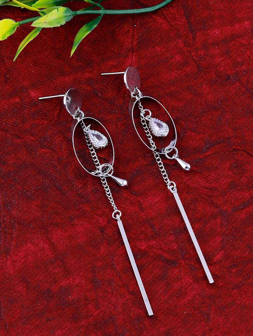 silver metal drop earring - 17393827 - Zoom Image - 0
