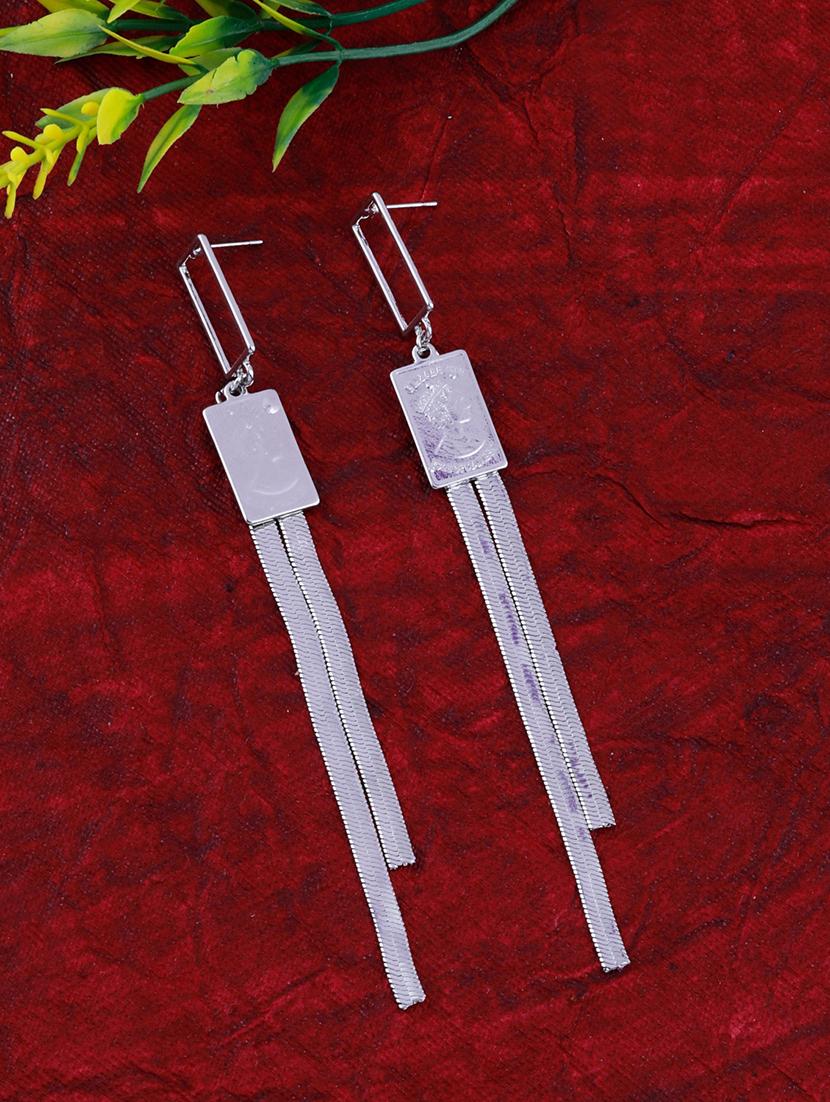 silver metal drop earring - 17393828 - Zoom Image - 0
