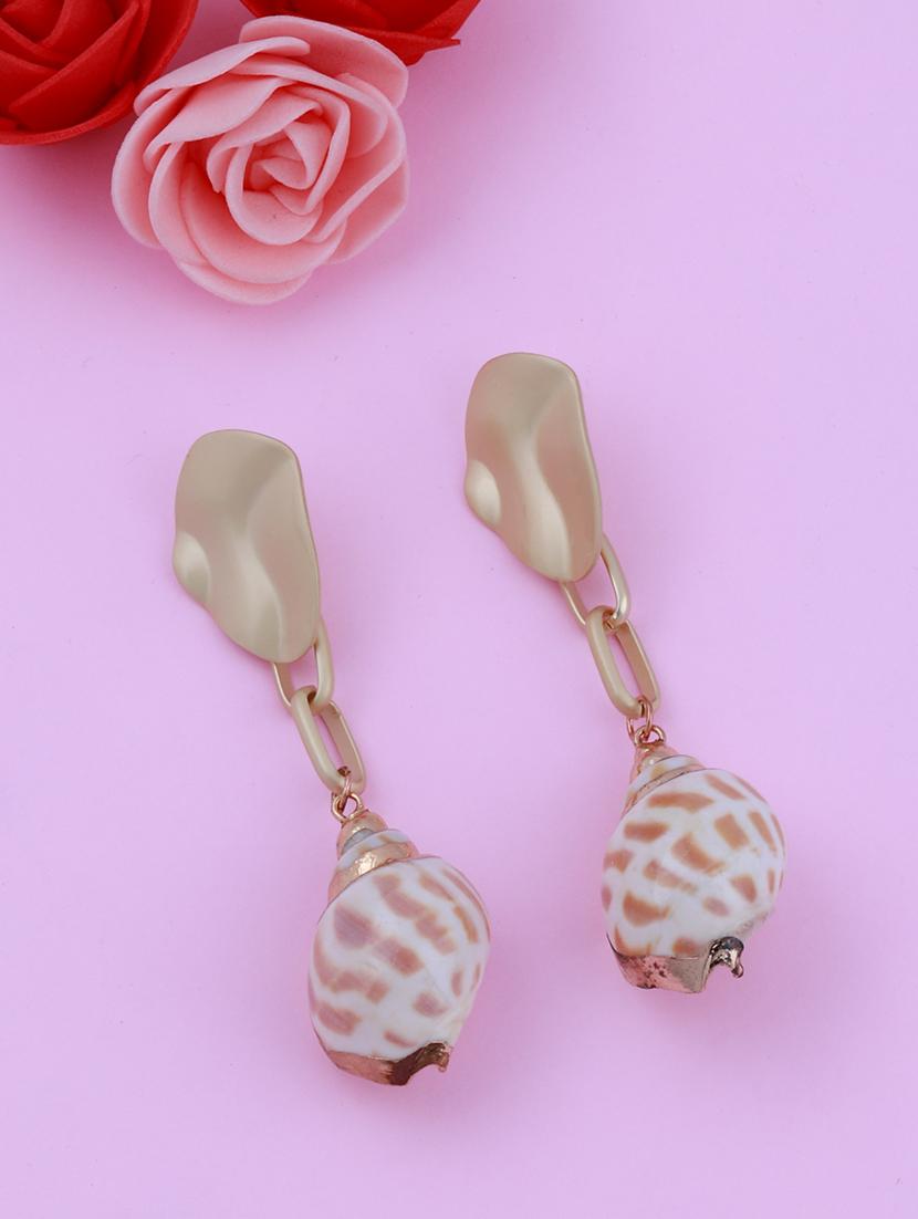 gold metal drop earring - 17393831 - Standard Image - 1