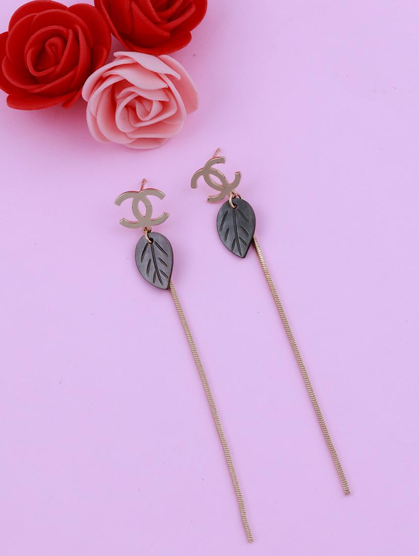 grey metal drop earring - 17393833 - Standard Image - 1