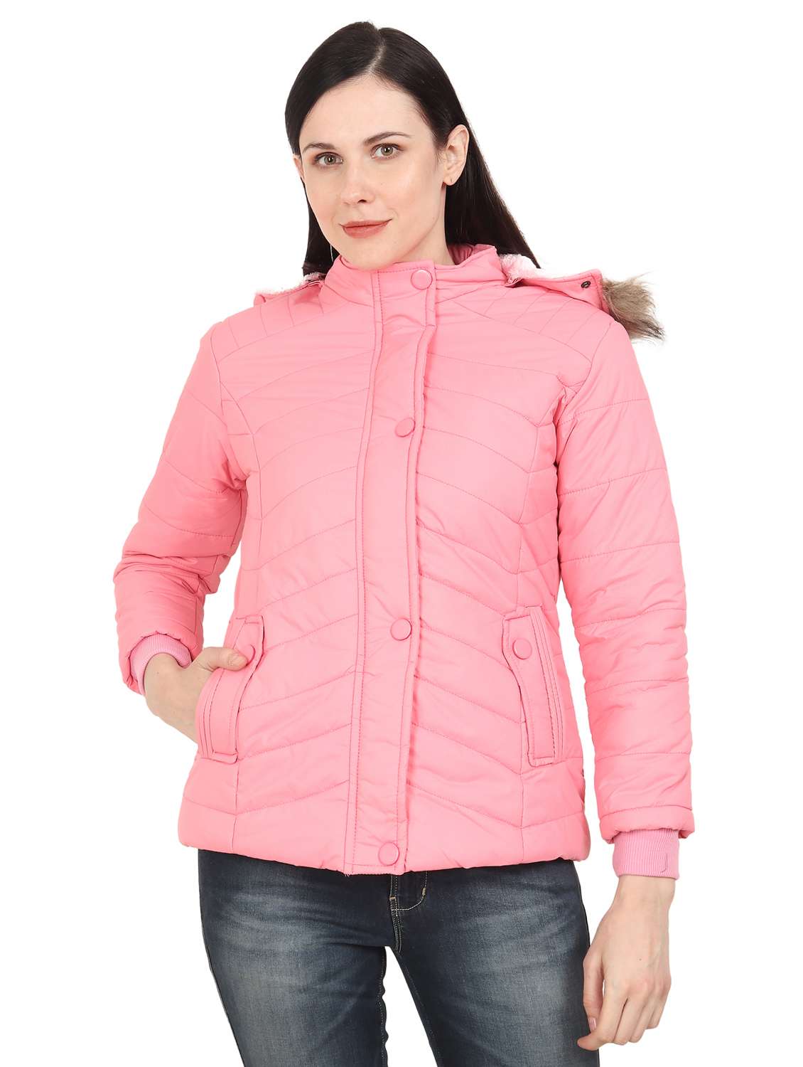 hooded neck quilted jacket 