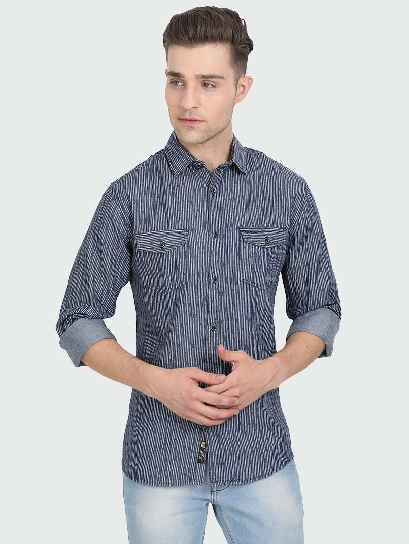 blue printed casual shirt