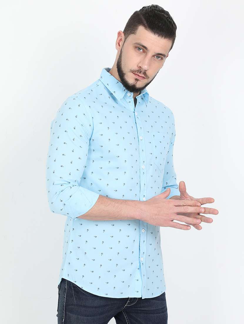light blue printed casual shirt - 17395843 -  Standard Image - 1