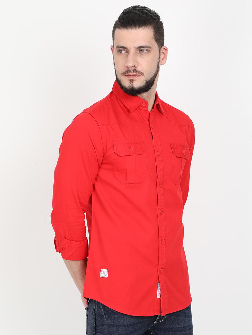 red solid casual shirt - 17395849 - Standard Image - 1