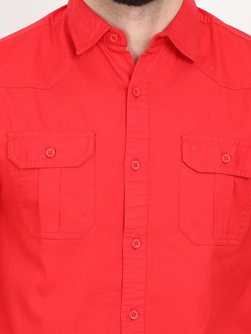 red solid casual shirt - 17395849 - Standard Image - 4
