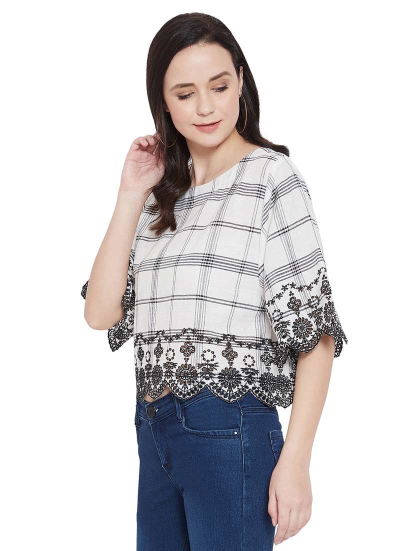 women's crop round neck top - 17396558 -  Standard Image - 1