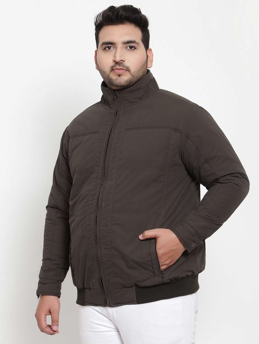 plus size olive green solid casual jacket - 17397115 - Standard Image - 1