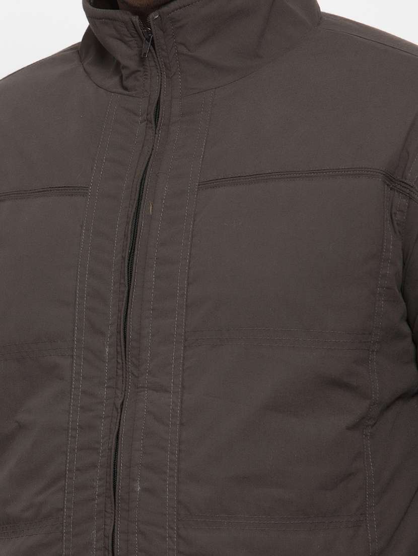 plus size olive green solid casual jacket - 17397115 - Standard Image - 4