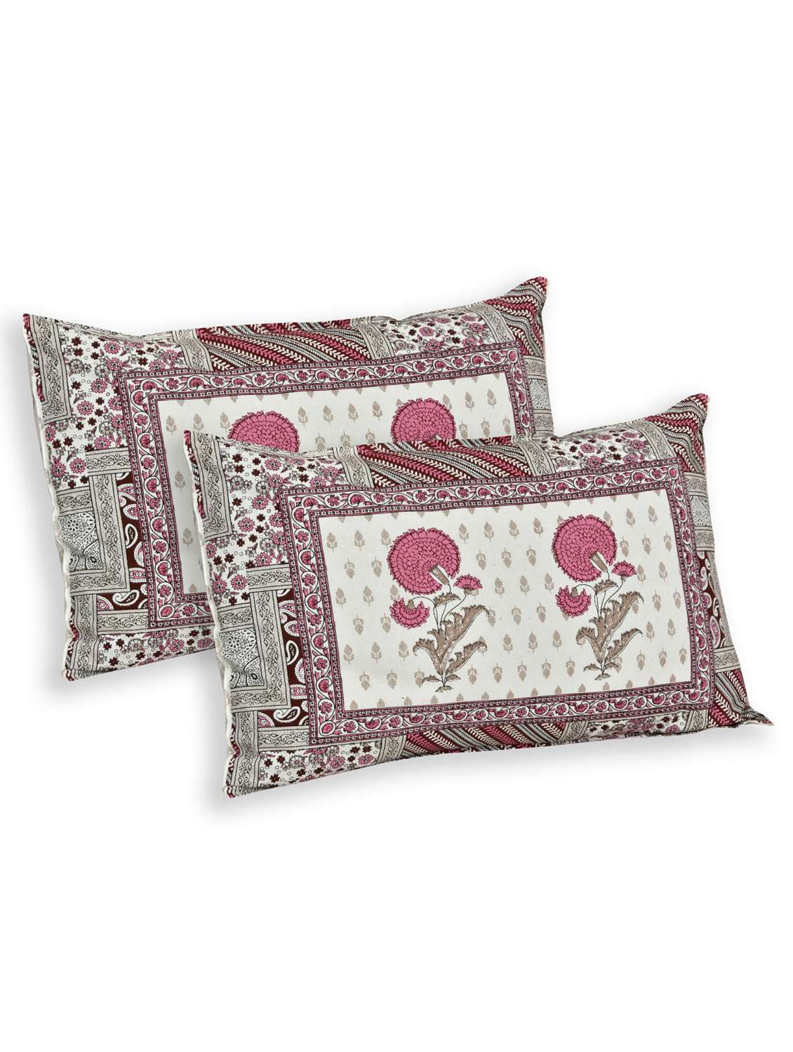  cotton jaipuri print king size bedsheet with 2 pillow covers - 17397738 -  Standard Image - 1