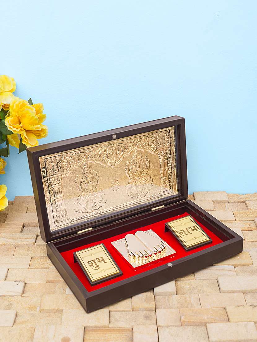 24 ct gold foil laxmi and ganesh pooja box