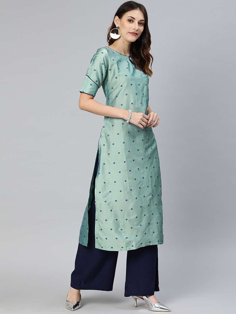 self-design art silk straight kurta