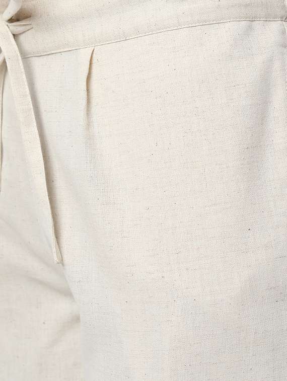 women solid off white pleated trouser - 17398735 -  Standard Image - 4