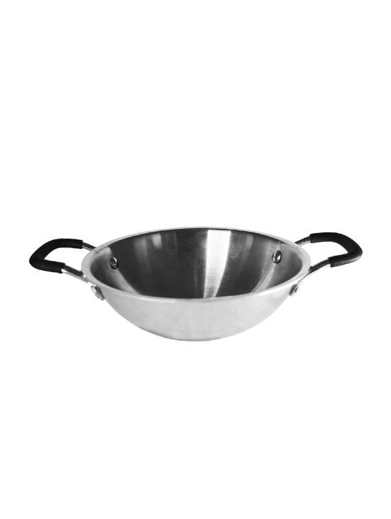  tri-ply kadai with silicon covered handle