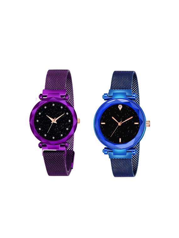 hrv laxurius looking black dial magnet belt girl and women watch magnet belt analog analog watch
