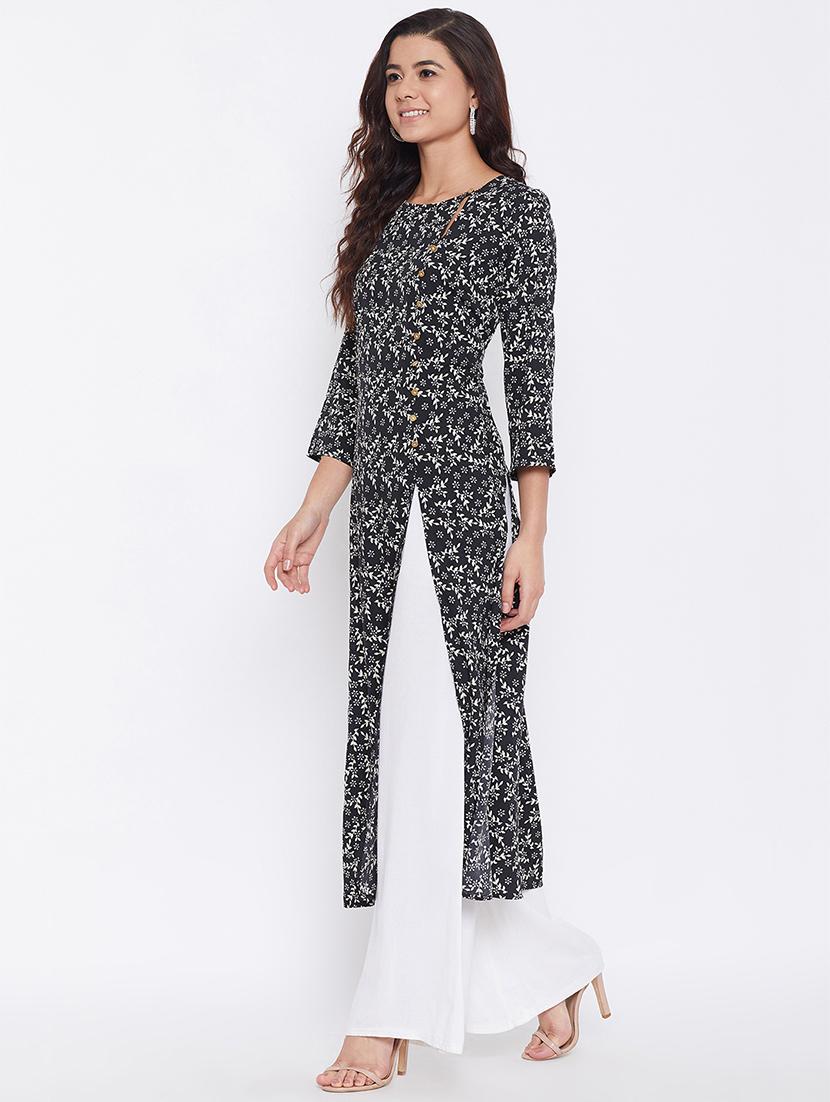 floral print high slit kurta - 17401783 - Standard Image - 1