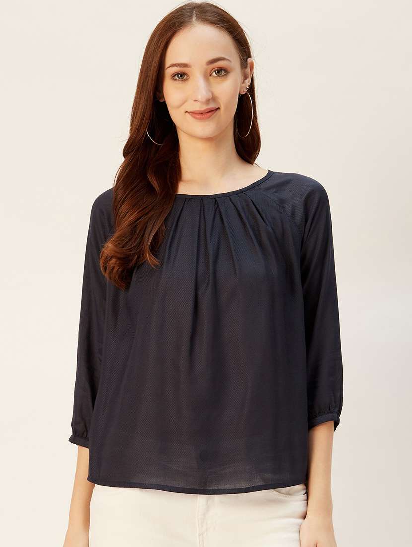 women's straight round neck top