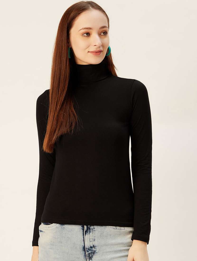 turtle neck solid top 