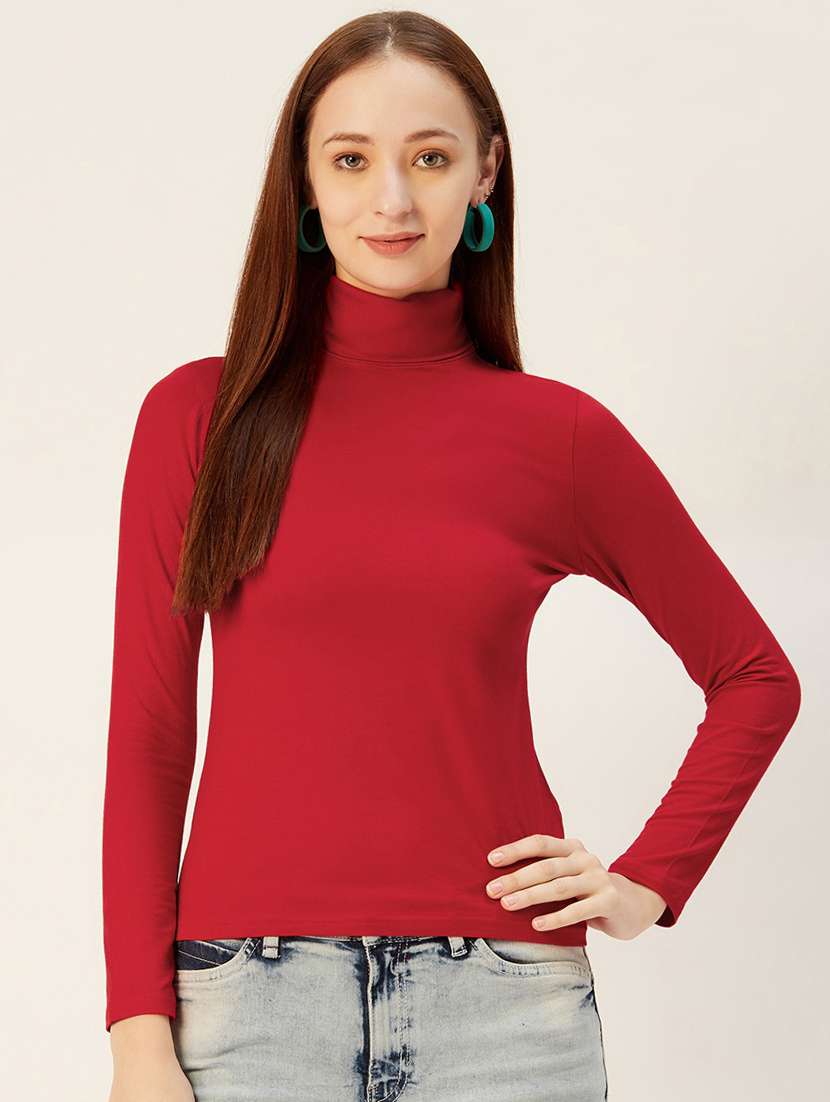 turtle neck solid top 