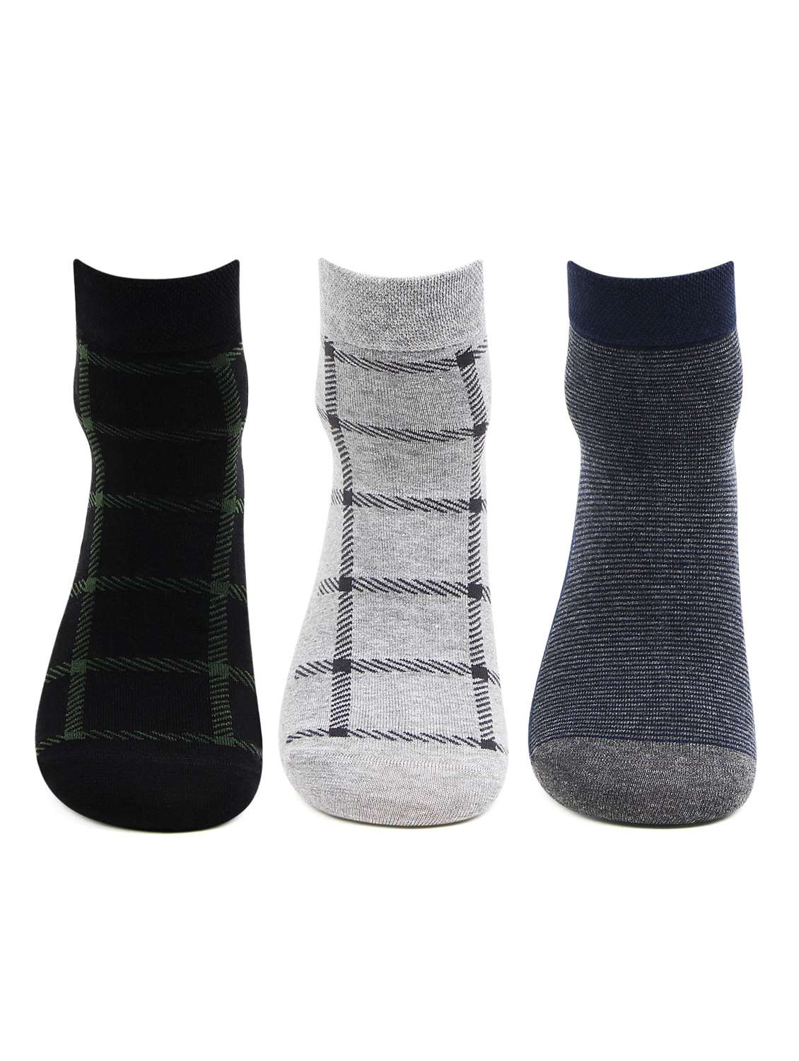 men pack of 3 checkered above ankle length socks - 17403093 - Standard Image - 1