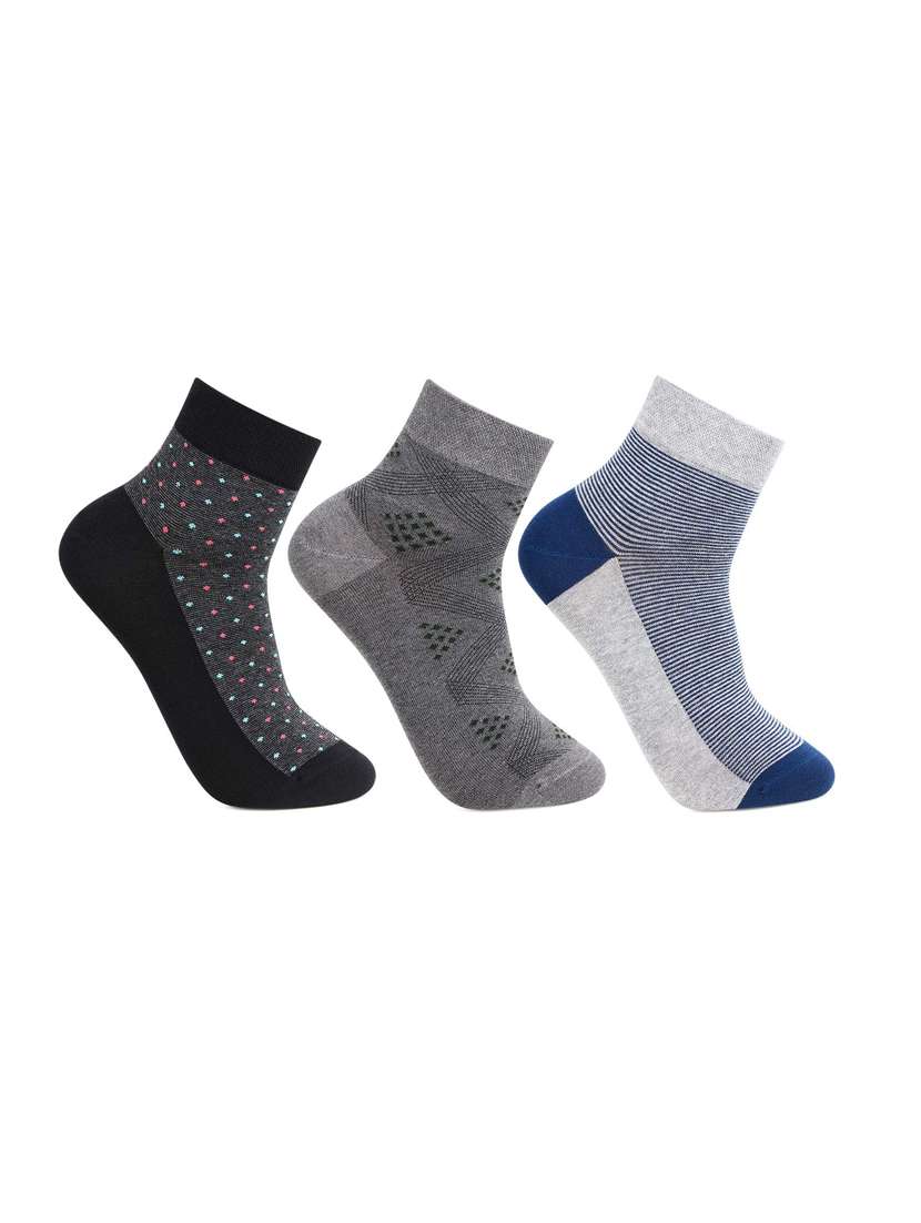 multi colored cotton ankle length sock set of 3