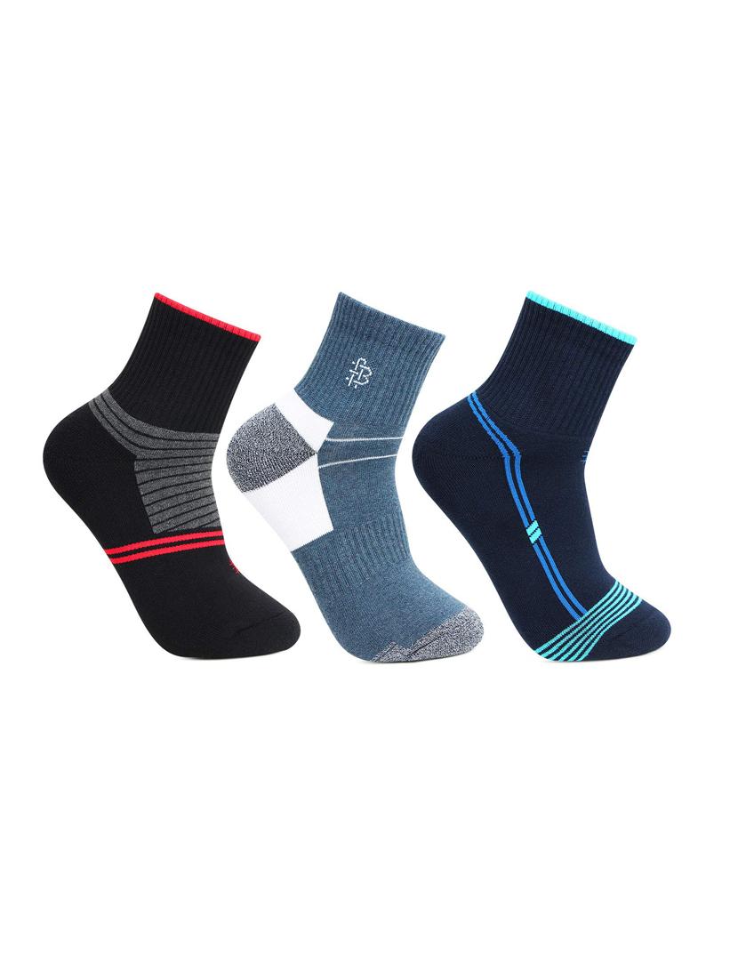 men pack of 3 striped above ankle length socks