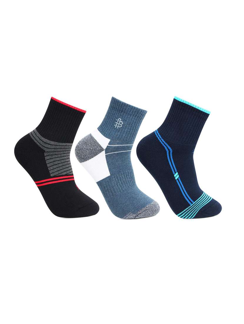 Men Pack Of 3 Striped Above Ankle Length Socks
