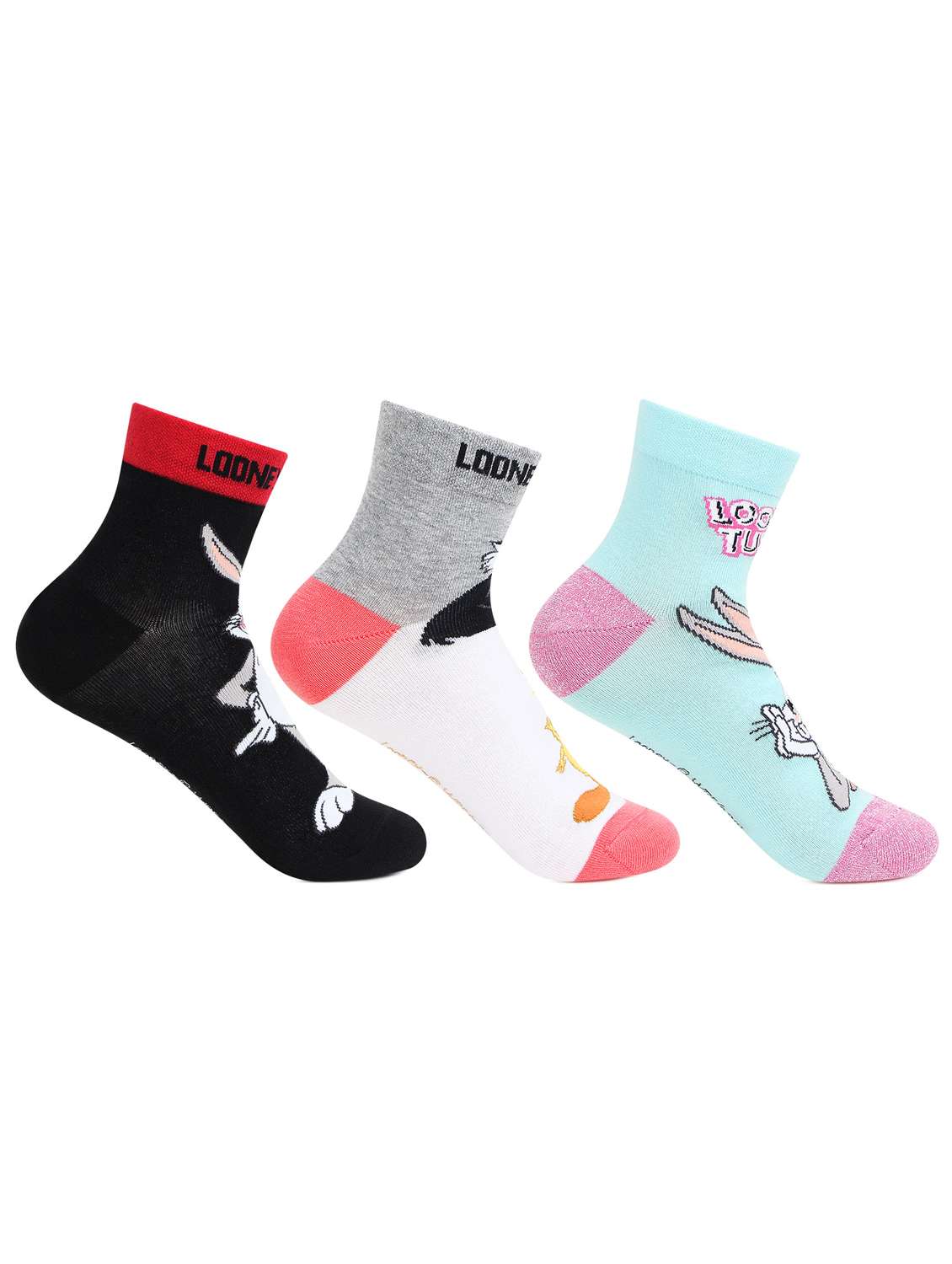 women pack of 3 printed ankle length socks 