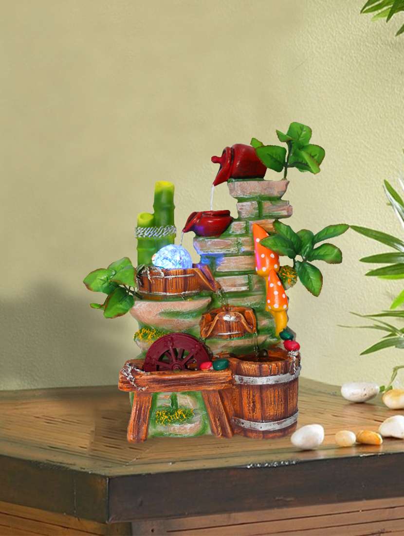  polyresin multicolor 5 step jungle water fountain with adjustable speed control 