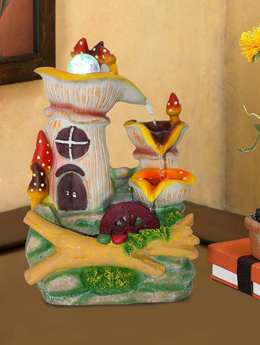  polyresin multicolour three step indoor table top water fountain with adjustable speed control